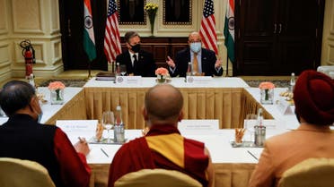 US Secretary of State Antony Blinken and US Ambassador to India Atul Keshap deliver remarks to civil society organization representatives in a meeting room at the Leela Palace Hotel in New Delhi, India, on July 28, 2021.  (Reuters)
