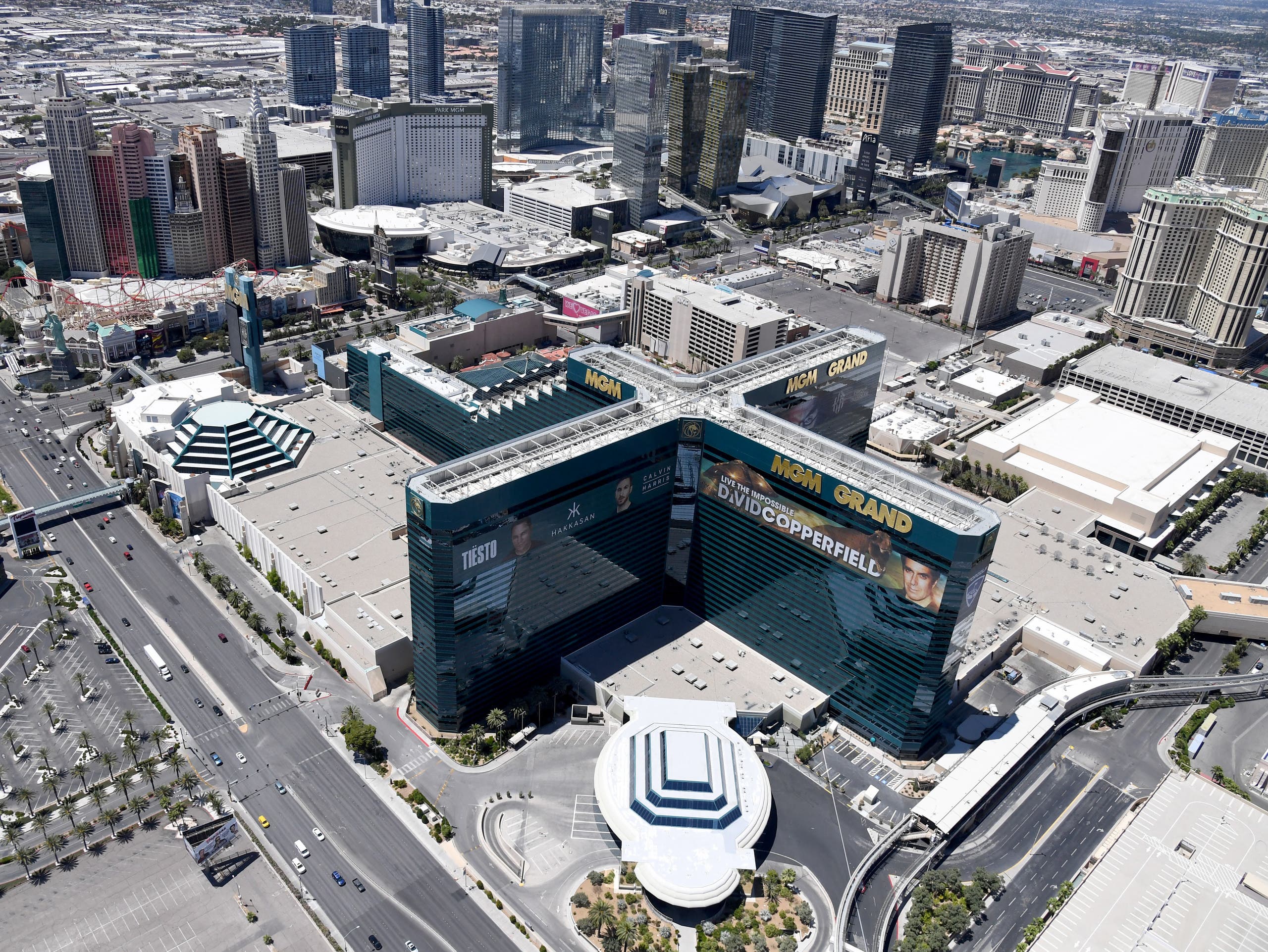 An aerial view shows the Las Vegas Strip including MGM Grand Hotel & Casino. (File photo: AFP)