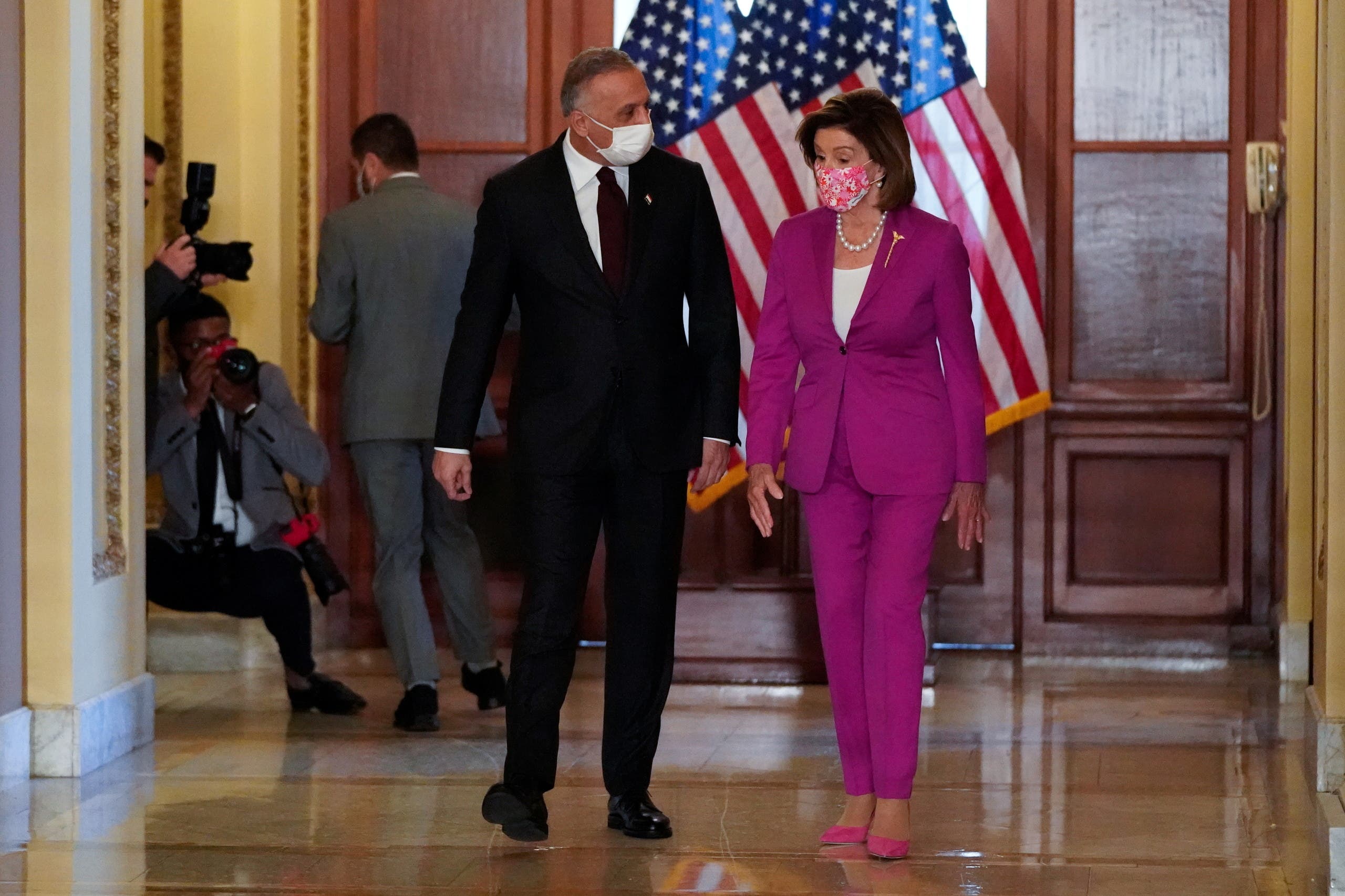 Nancy Pelosi and Mustafa Al-Kazemi at the Capitol