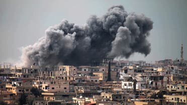 In this file photo taken on March 16, 2017 smoke billows following reported air strikes on a opposition-held area in the southern city of Daraa. (AFP)