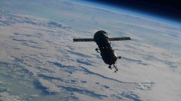 The Progress MS-16 cargo spacecraft with the Pirs Docking Compartment after undocking July 26, 2021. (Reuters)