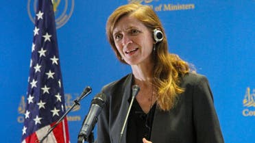 USAID chief Samantha Power speaks during a press conference at Sudan’s Council of Ministers in the capital Khartoum, on August 1, 2021. (Ebrahim Hamid/AFP)