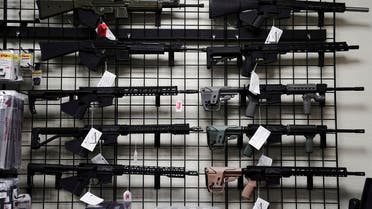 AR-15 style rifles are displayed for sale at Firearms Unknown, a gun store in Oceanside, California, April 12, 2021. (Reuters)
