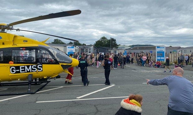 Police, an air ambulance and paramedics at the scene of the crime in Ty Mawr holiday park, North Wales. (Daily Post)