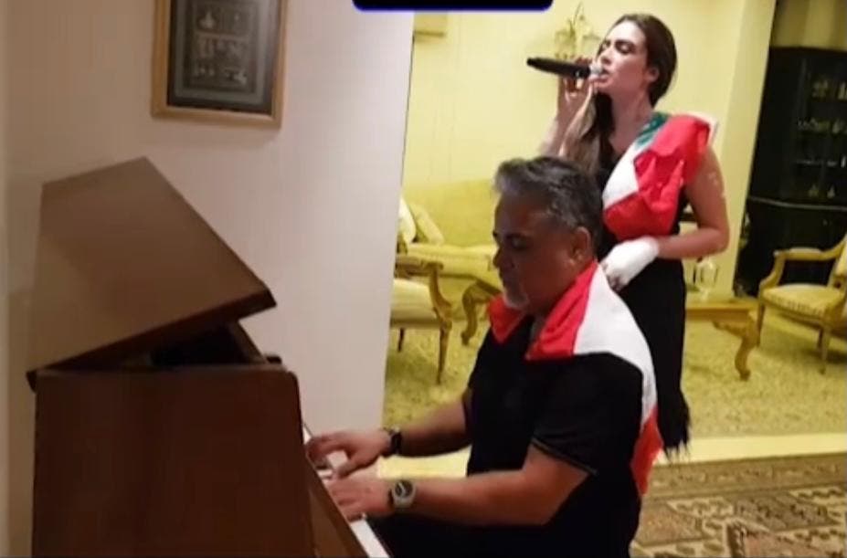 Elsa Hajjar sings a song, Imagine, on the Beirut blast on August 18, 2020. Hajjar’s hobbies are to sing and work out. She was the first runner-up of Miss Lebanon 2014. (Credit: Elsa Hajjar)