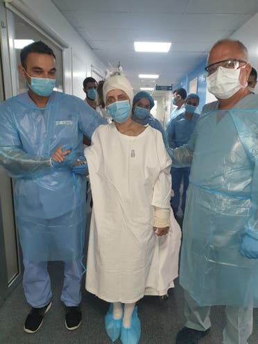 Rita Freiha Khoury, a Beirut blast victim, in the hospital (Supplied)