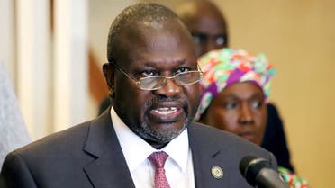 South Sudan’s Vice President Riek Machar addresses a news conference in Juba, South Sudan April 5, 2020. (Reuters/Samir Bol)