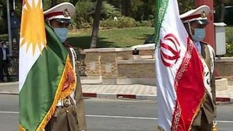پرچم اقلیم «خودمختار» کردستان عراق در کنار پرچم ایران در مراسم تحلیف رئیسی