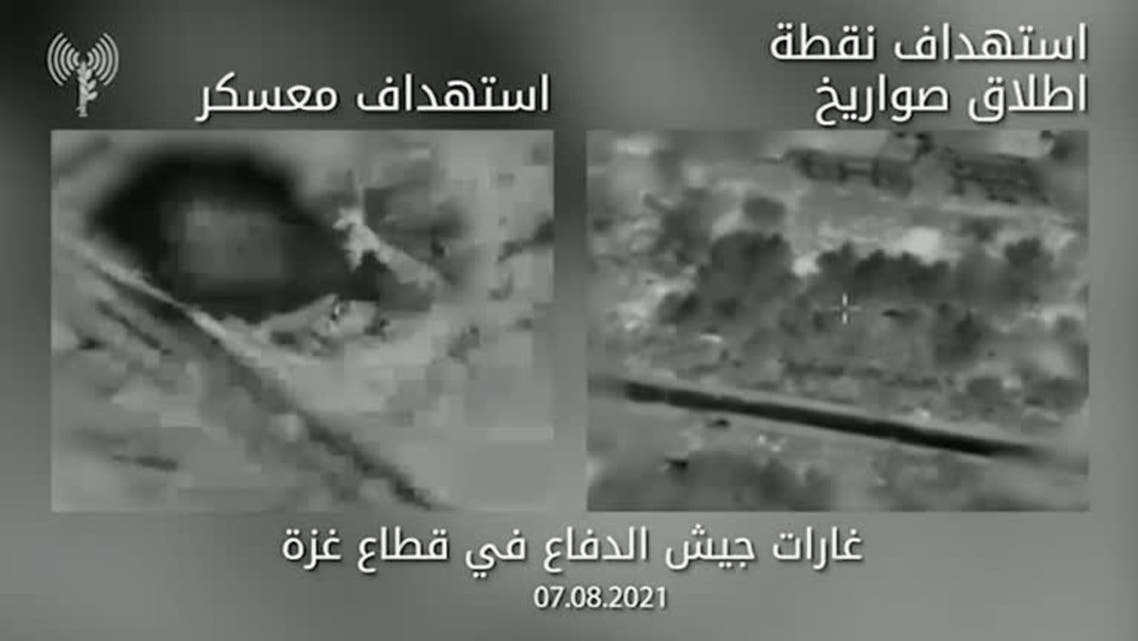 Israeli army video showing air strikes on Gaza with Arabic subtitles. (IDF via Reuters)