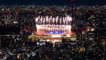  Fireworks illuminate over National Stadium during the closing ceremony of the 2020 Tokyo Olympics, Sunday, Aug. 8, 2021, in Tokyo. (AP)