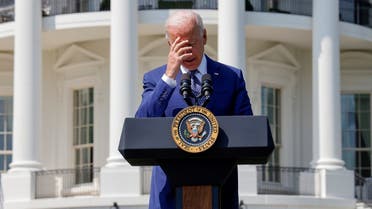 US President Joe Biden reacts to his own joke at the White House, Aug. 5, 2021. (Reuters)