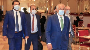 US peace envoy for Afghanistan Zalmay Khalilzad arrives for talks in Doha, Qatar, on August 10, 2021. (AP)