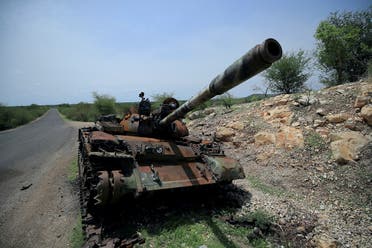 A tank damaged during the fighting between Ethiopia's National Defense Force (ENDF) and Tigray Special Forces stands on the outskirts of Humera town in Ethiopia on July 1, 2021. (File photo: Reuters)