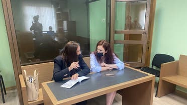 Kira Yarmysh (R), spokesperson for jailed Kremlin critic Alexei Navalny, attends a court hearing in Moscow, Russia, on July 21, 2021. (Reuters)