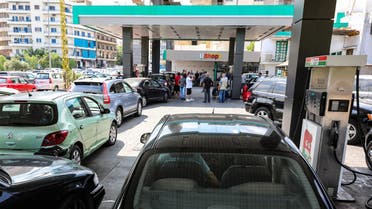 Drivers queue in front of a petrol station in the Lebanese capital Beirut on August 13, 2021, amidst a wave of shortages of basic items due to a severe economic crisis.
