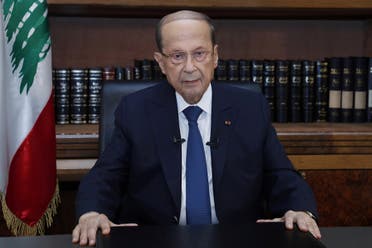 Lebanon's President Michel Aoun sits inside the presidential palace on the eve of the first anniversary of Beirut port explosion, in Baabda, Lebanon August 3, 2021. (File photo: Reuters)