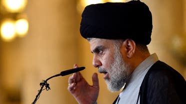 Iraqi Shiite cleric and political leader Moqtada al-Sadr delivers the Eid al-Fitr sermon during the Muslim holiday's morning prayer at the Grand Mosque of Kufa near the central Iraqi shrine city of Najaf, some 160 kilometres south of the capital Baghdad, on June 05, 2019. Muslims worldwide are celebrating Eid al-Fitr marking the end of the fasting month of Ramadan.