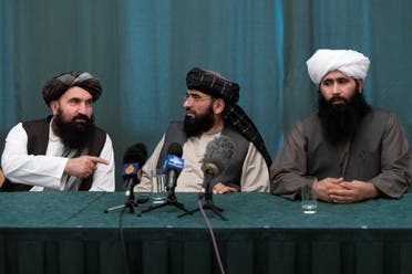 Members of the Taliban delegation: former western Herat Governor Khairullah Khairkhwa, member of the negotiation team Suhail Shaheen and spokesman for the Taliban's political office Mohammad Naeem attend a joint news conference in Moscow, Russia March 19, 2021. (File photo: Reuters)