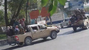 Taliban drive through the streets of Kabul, Afghanistan August 16, 2021 in this still image taken from social media video. (Snapchat/@ mr_khaludi /via Reuters)