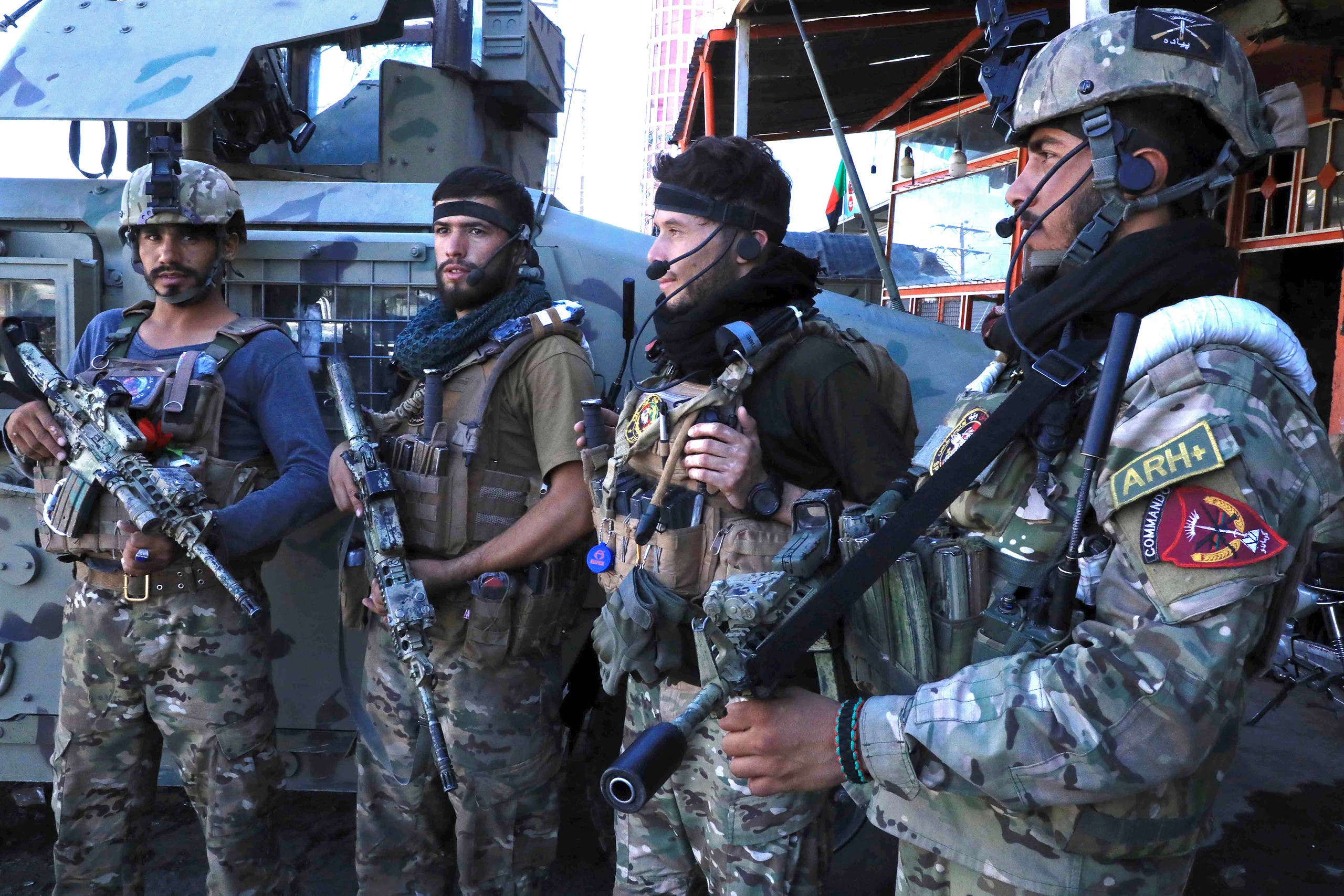 Afghan security force personnel stand guard along the roadside in Herat on August 12, 2021, as Taliban took over the police headquarters in Herat, Afghanistan's third-largest city and also seized another key district capital just 150 kilometres (95 miles) from capital Kabul. (File photo: AFP)