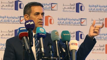 Head of Libya’s national elections commission Imad al-Sayeh speaks during a press conference in the capital Tripoli, on August 17, 2021. (Mahmud Turkia/AFP)