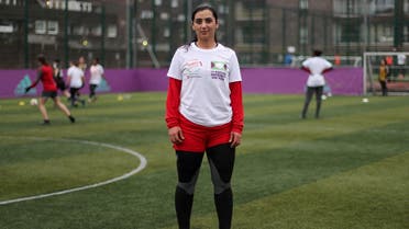 In this file photo taken on April 09, 2018 Former Afghanistan women’s football captain Khalida Popal attends a training session in south London. (Daniel Leal-Olivas/AFP)