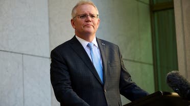 Australian Prime Minister Scott Morrison speaks during a press conference at Parliament House in Canberra on August 17, 2021. (AFP)