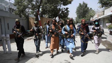 Taliban fighters patrol in the Wazir Akbar Khan neighborhood in the city of Kabul, Afghanistan, on August 18, 2021. (AP)