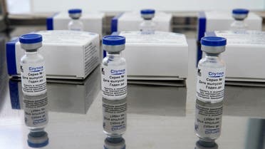 A view shows vials with the one-dose Sputnik Light vaccine against the coronavirus disease (COVID-19) in a vaccination centre at a city market in Moscow, Russia, June 30, 2021. (Reuters)