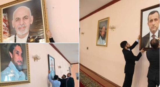 The statue of Ashraf Ghani was removed from the Afghan embassy in Tajikistan and replaced with the statue of his deputy