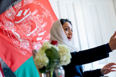 Afghan Ambassador to the U.S. Roya Rahmani speaks during an interview at the Afghanistan Embassy in Washington, Wednesday, April 21, 2021. (AP)