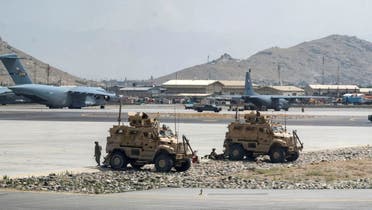 U.S. Army soldiers assigned to the 82nd Airborne Division patrol Hamid Karzai International Airport in Kabul, Afghanistan August 17, 2021. (Reuters)