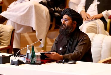 Abdul Ghani Baradar, the leader of the Taliban delegation, speaks during talks between the Afghan government and the Taliban in Doha, Qatar September 12, 2020.(Reuters)