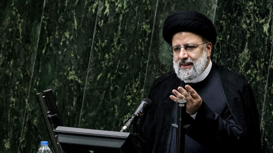 Iran's President Ebrahim Raisi speaks before parliament to defend his cabinet selection in the capital Tehran on August 21, 2021. (AFP)