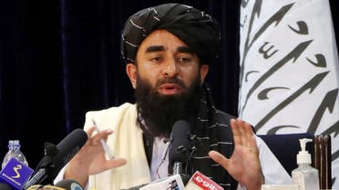 Taliban spokesman Zabihullah Mujahid speaks during a news conference in Kabul, Afghanistan August 17, 2021. (Reuters/Stringer)