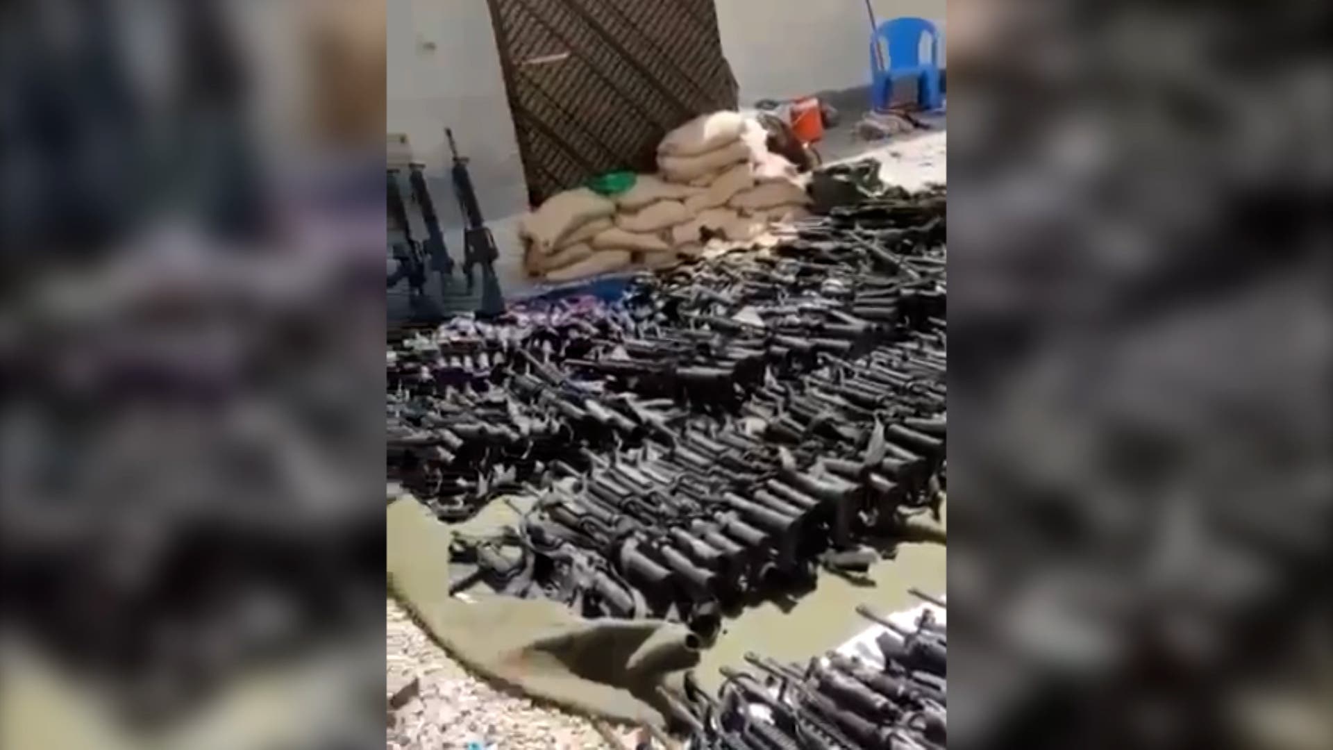 US-supplied firearms seized by the Taliban. (Screengrab)