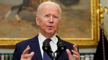 U.S. President Joe Biden gestures as he answers questions about Hurricane Henri and the evacuation of Afghanistan during a news conference in the Roosevelt Room of the White House in Washington, D.C., U.S. August 22, 2021. REUTERS/Joshua Roberts