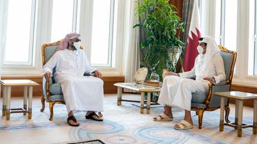 Qatar’s Emir Sheikh Tamim bin Hamad Al Thani receives a delegation headed by the UAE’s Sheikh Tahnoun bin Zayed Al Nahyan, National Security Adviser. (WAM)
