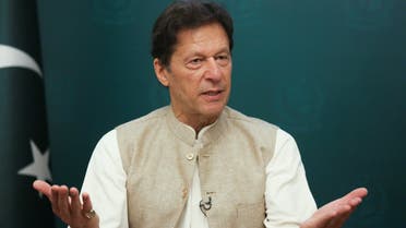Pakistan’s Prime Minister Imran Khan gestures during an interview with Reuters in Islamabad, Pakistan, June 4, 2021. (Reuters)