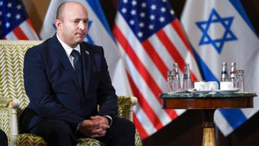 Israeli Prime Minister Naftali Bennett meets with Secretary of State Antony Blinken at the Willard Hotel in Washington, Wednesday, Aug. 25, 2021. (AP)