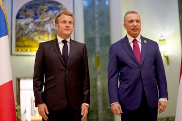 رئيس الوزراء العراقي مصطفى الكاظمي والرئيس الفرنسي إيمانويل ماكرون
