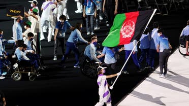 The Afghanistan flag is paraded during the opening ceremony of the Tokyo Paralympics 2020 on August 24 2021. (Reuters)