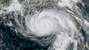This National Oceanic and Atmospheric Administration(NOAA)/GOES satellite handout image shows Hurricane Ida at 21:01UTC, on August 28, 2021. (AFP)
