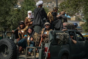 Taliban fighters patrol along a street in Kabul on August 31, 2021. (AFP)