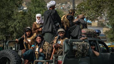 Taliban fighters patrol along a street in Kabul on August 31, 2021. (AFP)