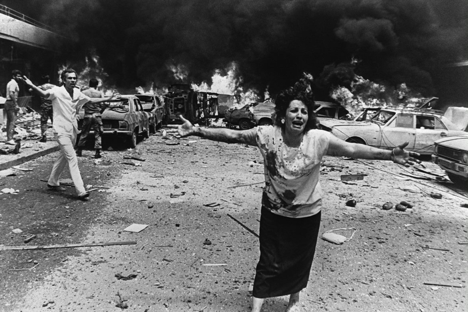A famous photograph of Lebanon’s civil war. (Supplied: Khalil Dehaini)