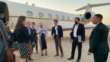 A Senate delegation is welcomed by US Ambassador to Lebanon Dorothy Shea at the Beirut airport, Aug. 31, 2021. (Chris Murphy/Twitter)