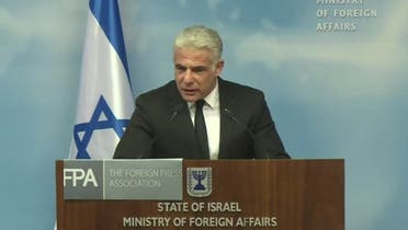 Israeli Foreign Minister Yair Lapid during a news conference, Jerusalem, September 1, 2021. (Reuters/Pool)