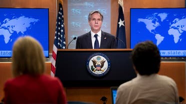 Secretary of State Antony Blinken speaks during a briefing at the State Department, August 2, 2021. (AP)