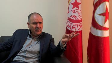 Noureddine Taboubi, Secretary General of the Tunisian General Labor Union (UGTT), speaks during an interview in Tunis, Jan. 23, 2021. (Reuters)